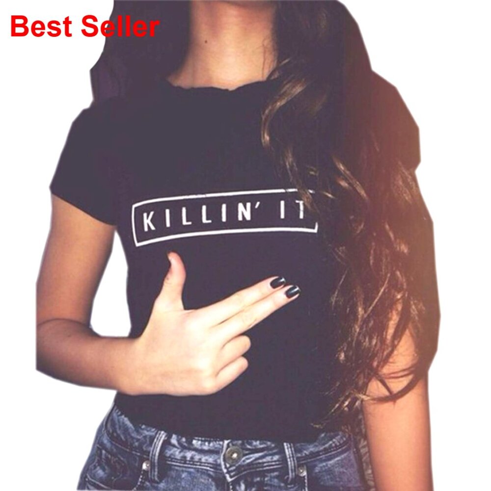 Soft Stretchy Cotton Tee, Graphic Print, Summer Style, Gym Wear